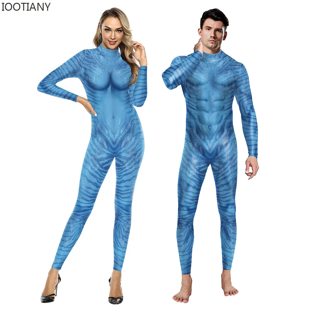 

Movie Avatar The Way of Water Alien Cosplay 3D Jumpsuit Women Men Avatar Cosplay Costume Halloween Zenti Party Bodysuit