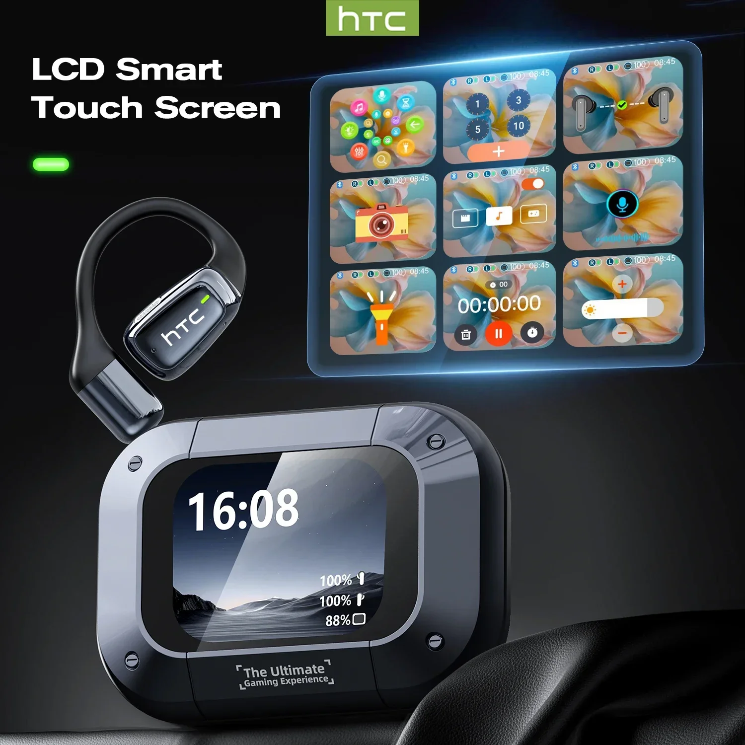 【سماعات أذن مترجم AI】HTC NE25 سماعات بلوتوث LCD تعمل باللمس سماعات رأس رياضية لاسلكية طويلة العمر مع ميكروفون عالي الدقة #5