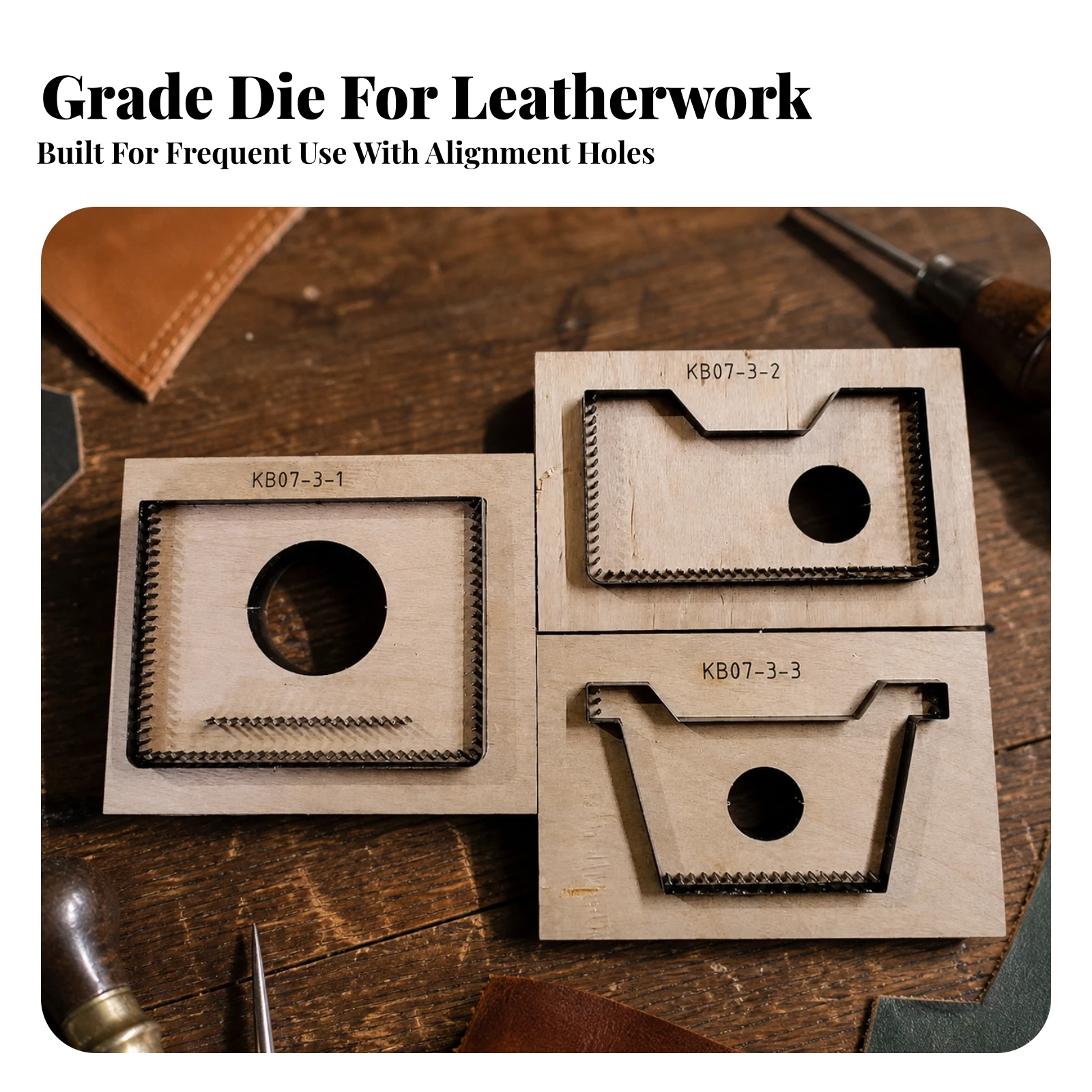 Card Holder Die with Wooden Board Handmade Card Holder Cutting Dies Leather Cutting Dies Repeatable Tool DIY for Leathercrafters