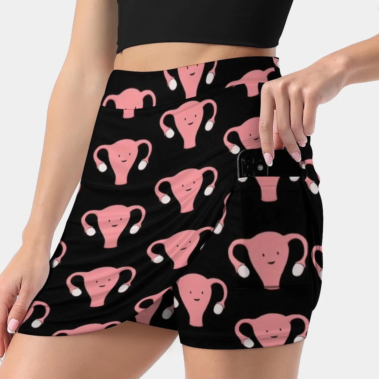 Patterned Happy Uterus In Black Korean Fashion Skirt Summer Skirts For Women Light Proof Trouser Skirt Uterus Womb Vagina