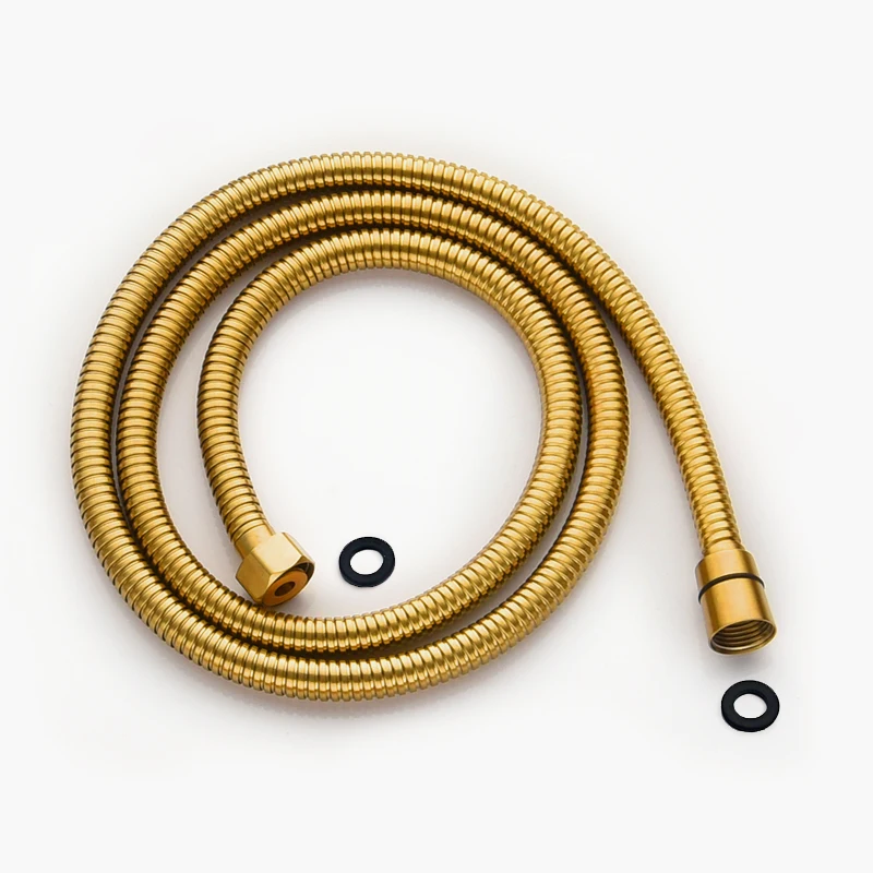 Hight Quality 1.5M Bathroom Replacement Anti-twist Shower Hose Gold Finish Brass Antique Shower Head Bathroom Plumbing Hoses