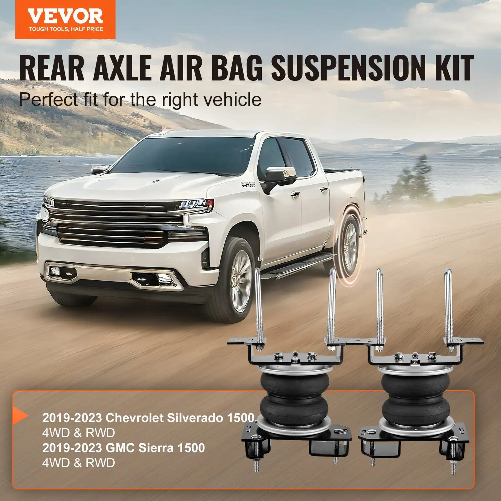 Air Bag Suspension Kit, Air Springs Suspension Bag Kit Compatible with 2019-2023 Chevrolet Silverado 1500 and GMC Sierra 1500