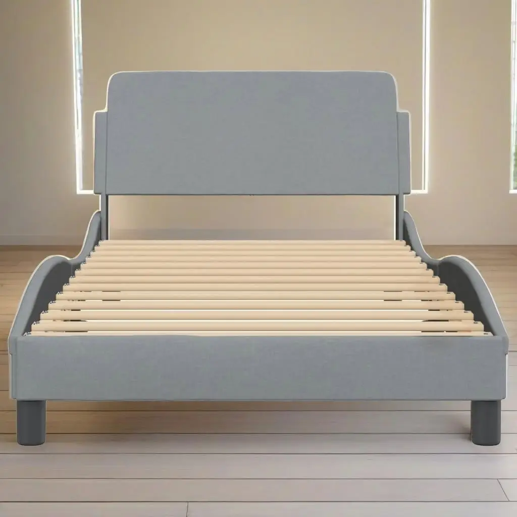 Light Gray Fabric Bed Frame 39.4x79.9 - Mattress Not Included, Stylish  Durable Design