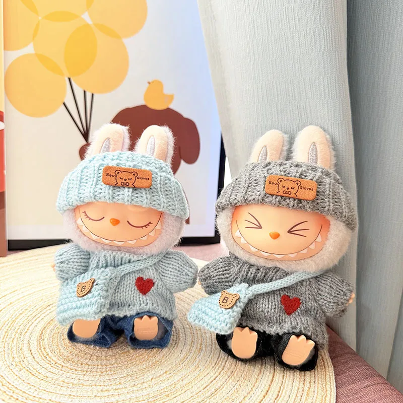 Labubu 인형 옷 수영복 귀여운 상어 슬리퍼 15-17Cm 봉제 인형 안경 밀짚 모자, labubu 액세서리 휴일 선물
