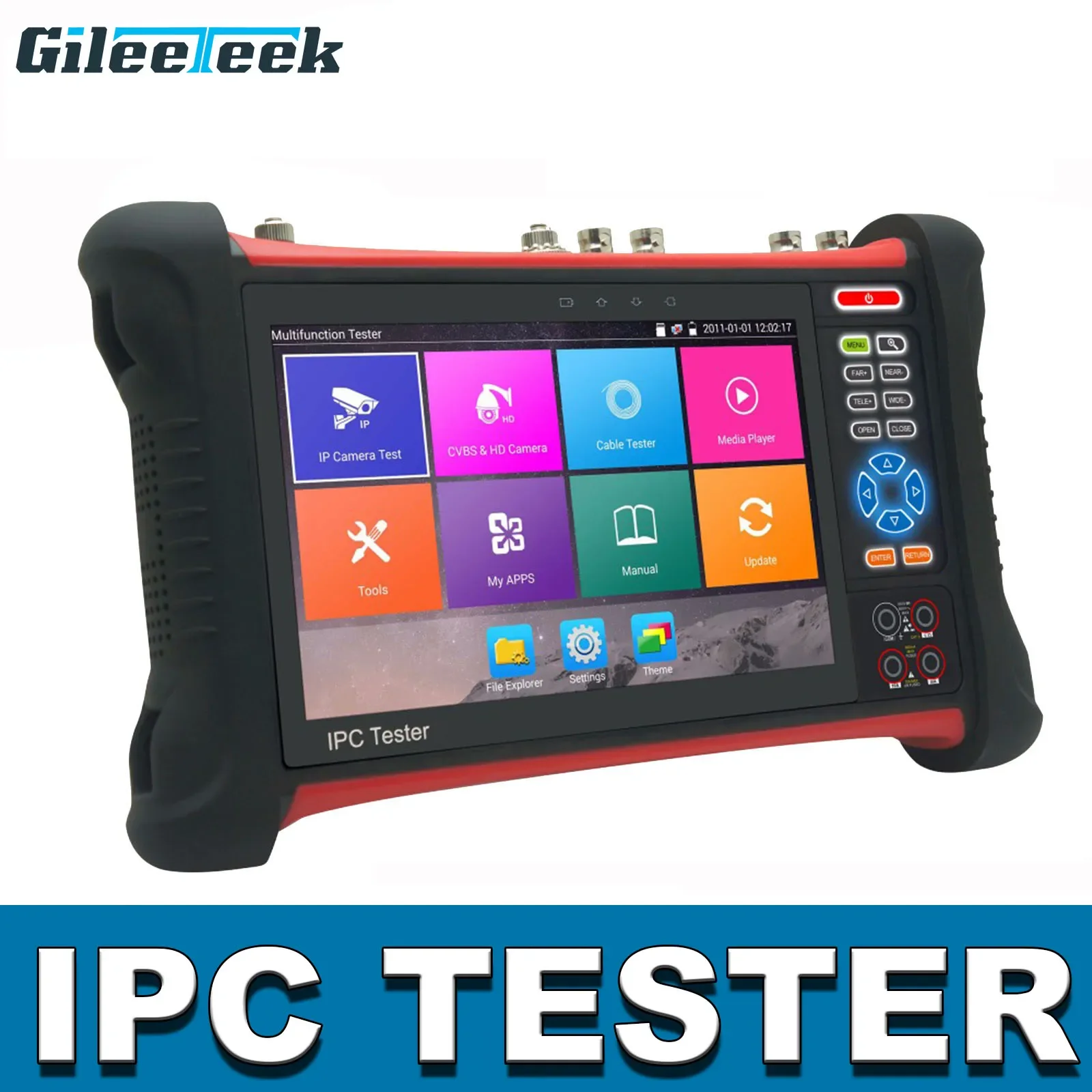 

IPC Tester Monitor 8MP 1080P TVI CVI AHD CVBS IP CCTV Tester with TDR Cable Tracer Digital Multimeter HDMI input 4K output DC12V