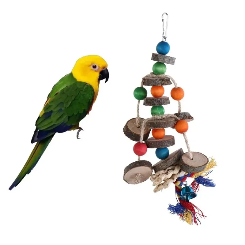 Resisting with Hook for Cockatiel Bite Resistance Grinding Bead Toy Blocks Tearing Toys Parrot Grinding Bead Bird Chewing Toys