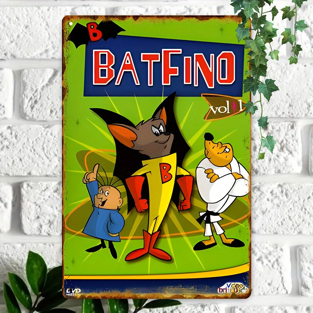 1 Batfino Retro Metall-Blechschild, Eisen-Wandkunst, Geeignet für Zuhause, Bar, Café - Wasserfest, Staubdicht - Einzigartiges Geschenk für Anime-Liebhaber