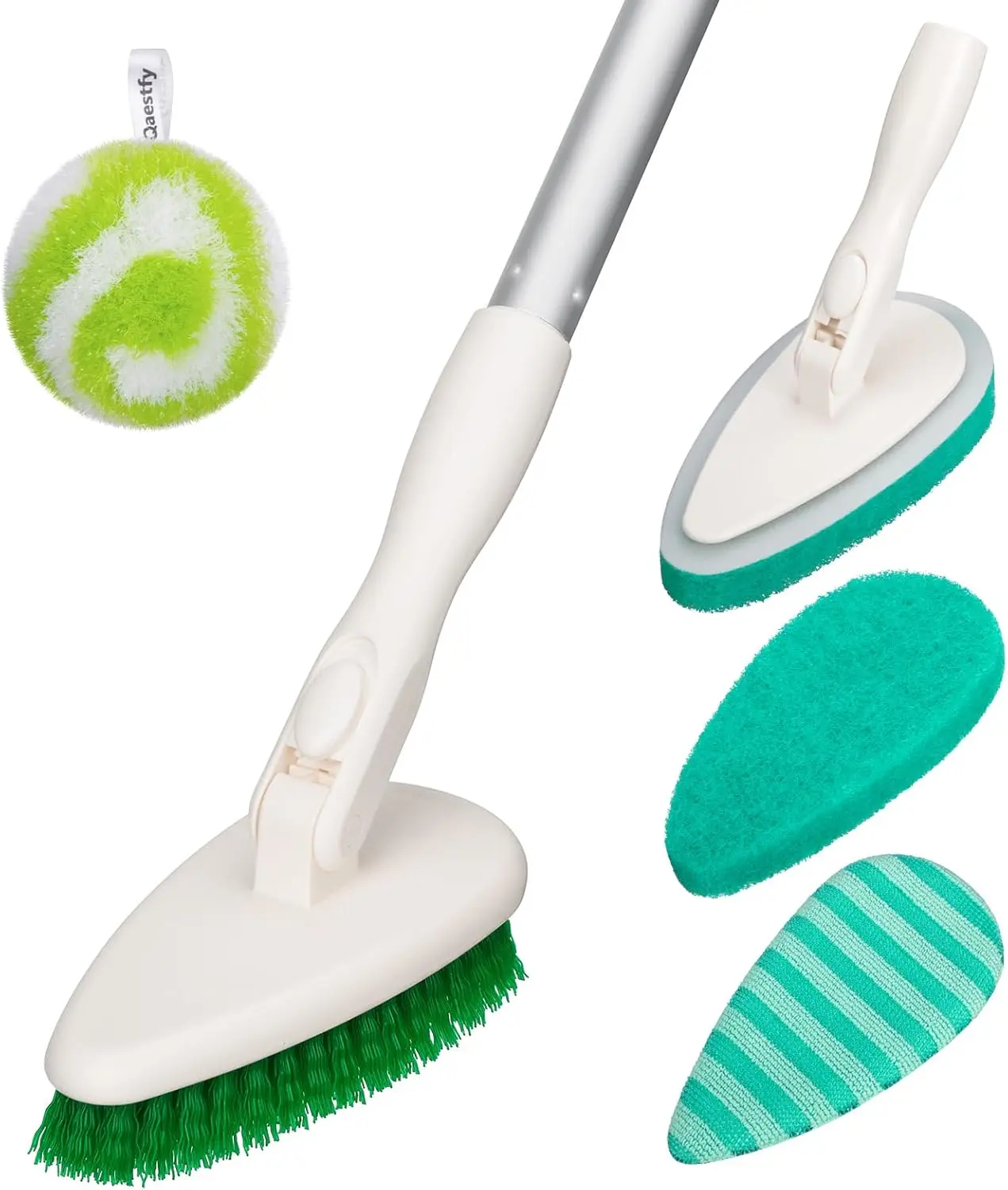 

4-in-1 Tub & Tile Shower Scrubber – Dual Bristle (Soft & Stiff) Non-Scratch Bathroom Cleaning Brush for Tubs, Tiles & Surfaces