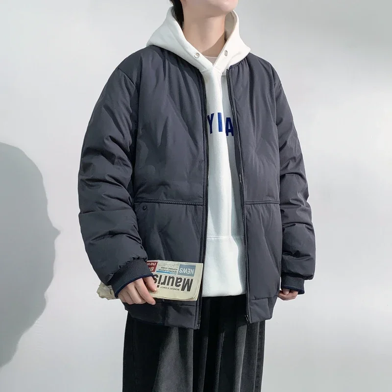 

Men Windproof Parkas NewM-8XL Winter Round Neck Cotton Jacket for Men Fashion Casual Outdoor Warm Solid Color Simple Streetwear