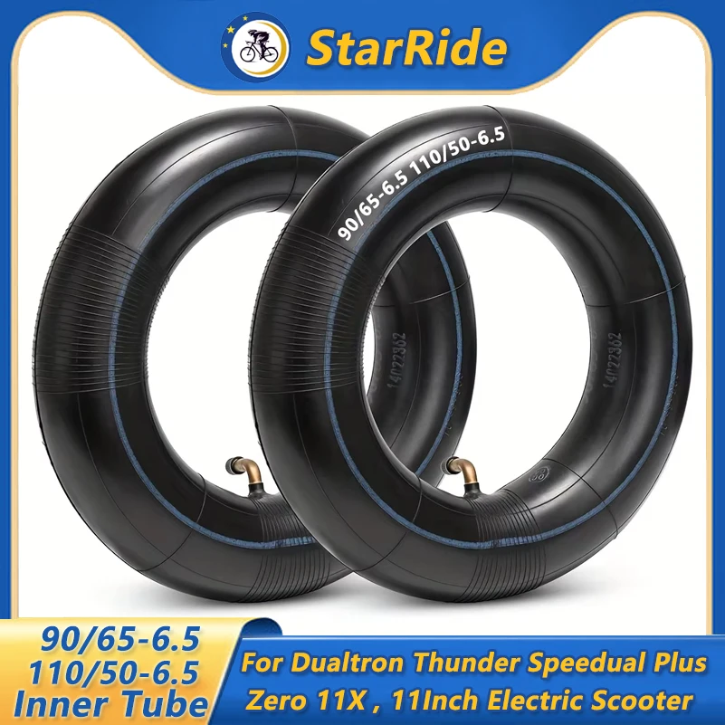 Chambre à air 90/65-6.5 110/50-6.5 avec tige de Valve coudée, pneu intérieur de 11 pouces pour scooter électrique Dualtron Thunder Speedual Plus Zero 11X