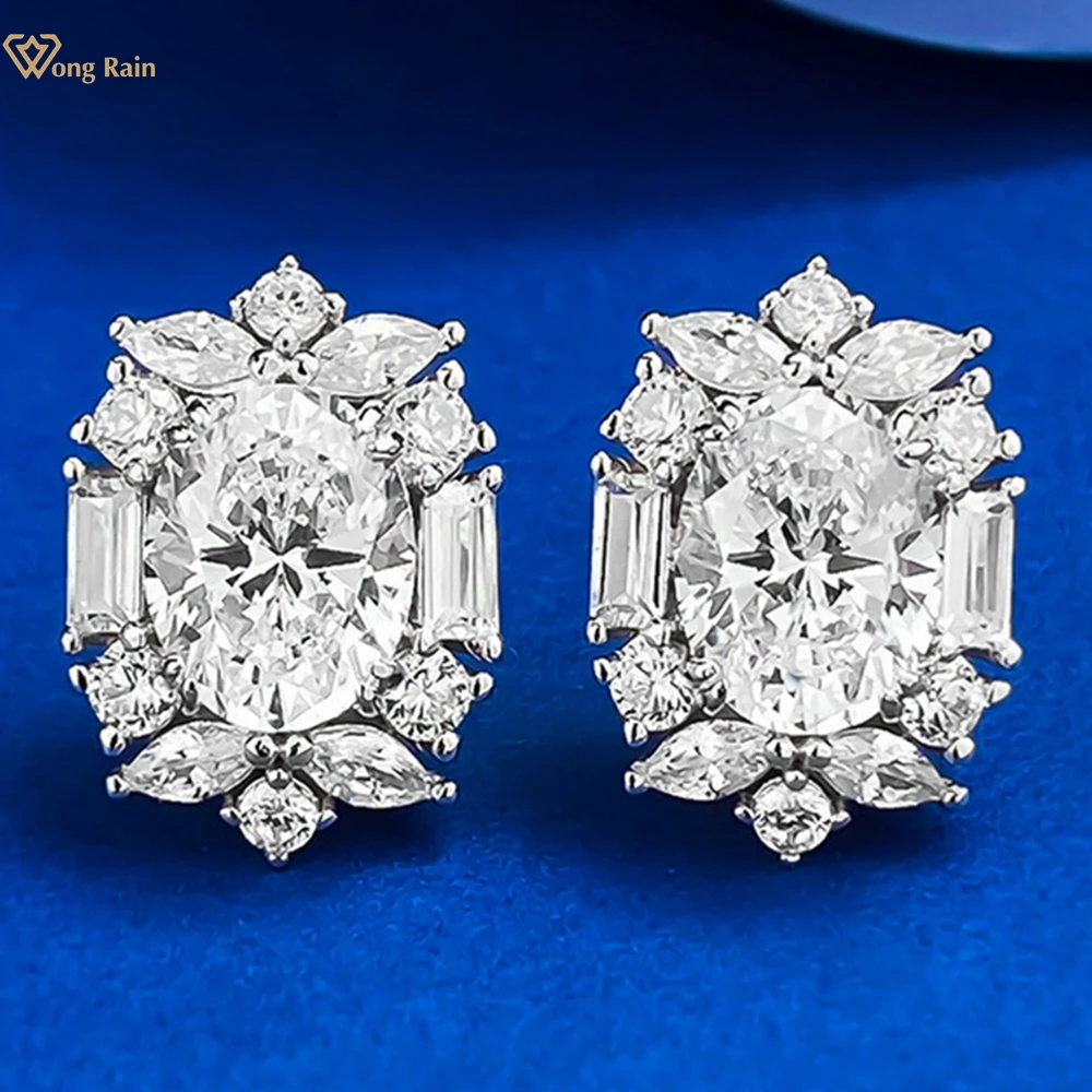 

Wong Rain Solid 925 Sterling Silver Oval Cut 7*9 MM Lab Sapphire Gemstone Ear Studs Earrings for Women Fine Jewelry Wholesale