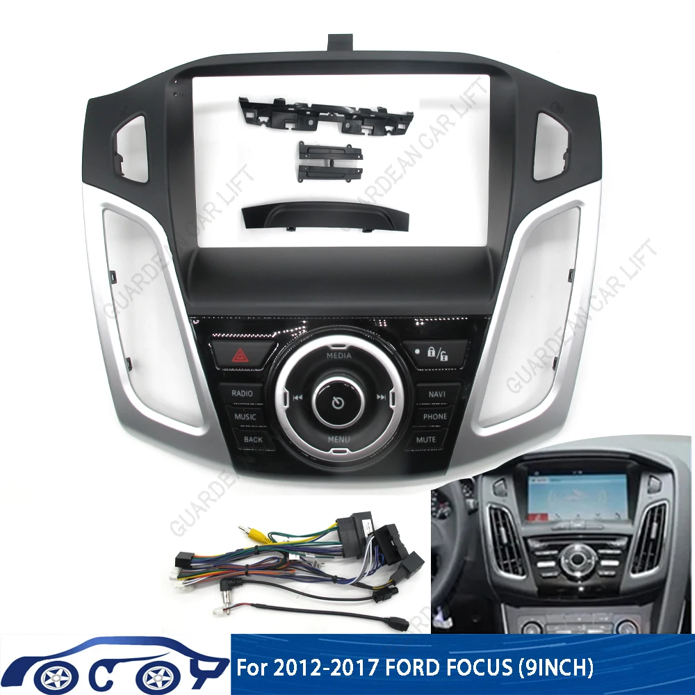 9 Inch Car Radio Fascias For 2012-2017 FORD FOCUS Android Stereo Frame Player 2 Din Head Unit Panel Dash Trim With Cable Canbus