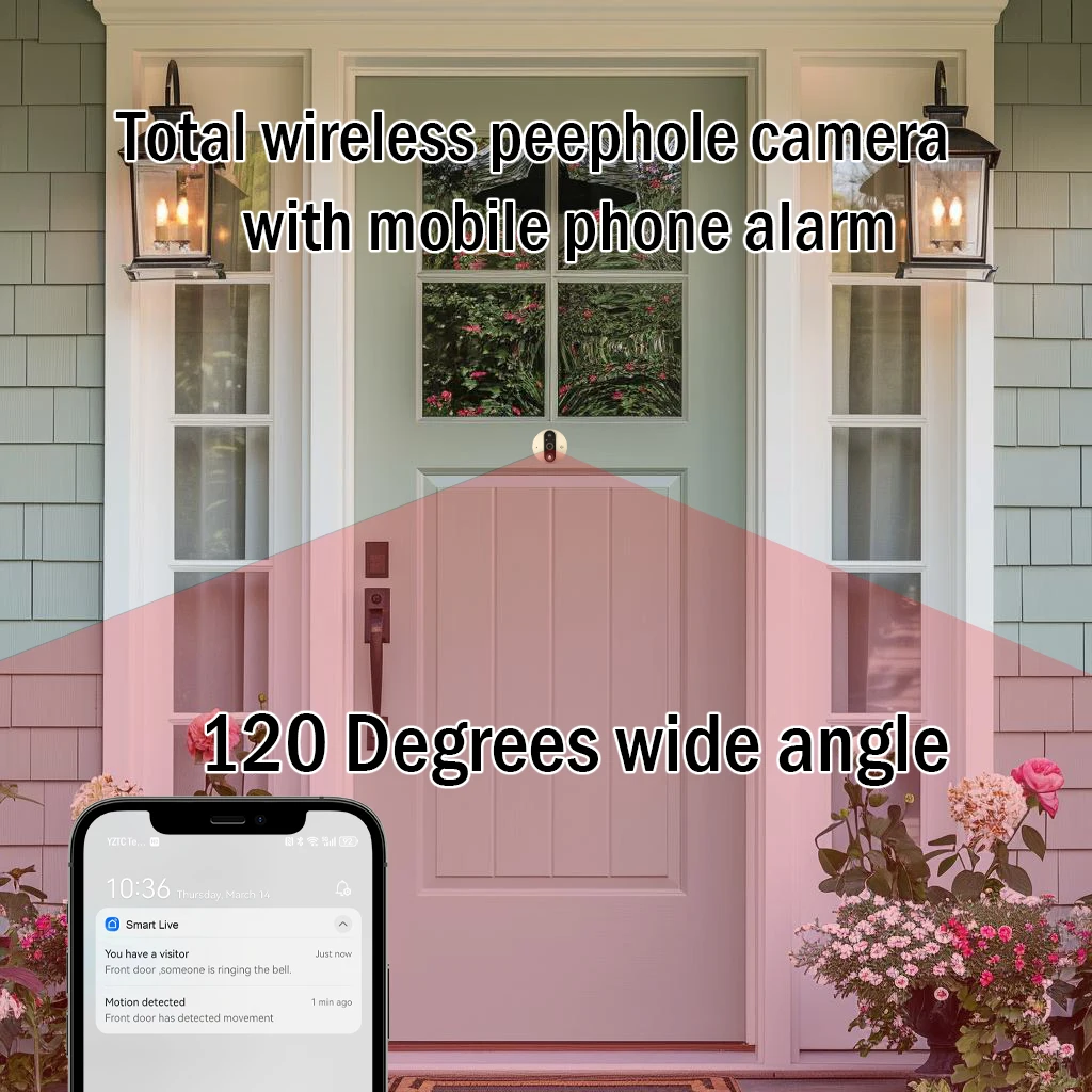 Timbre de puerta con vídeo inteligente Tuya, cámara de mirilla ocular de 4,3 pulgadas, alarma de movimiento PIR de 5000mAh, WiFi, Alexa, timbre de Casa inalámbrico, 3MP