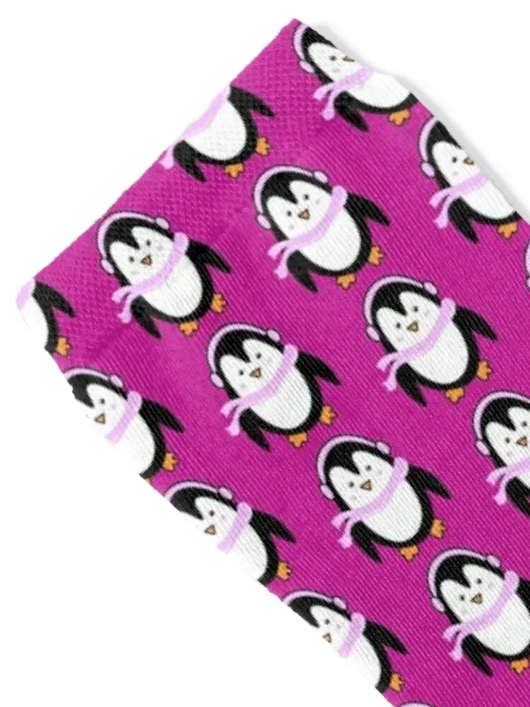 Festive Winter Penguin with Pink Scarf and Earmuffs, made by EndlessEmporium Socks valentine gift ideas Socks Female Men's