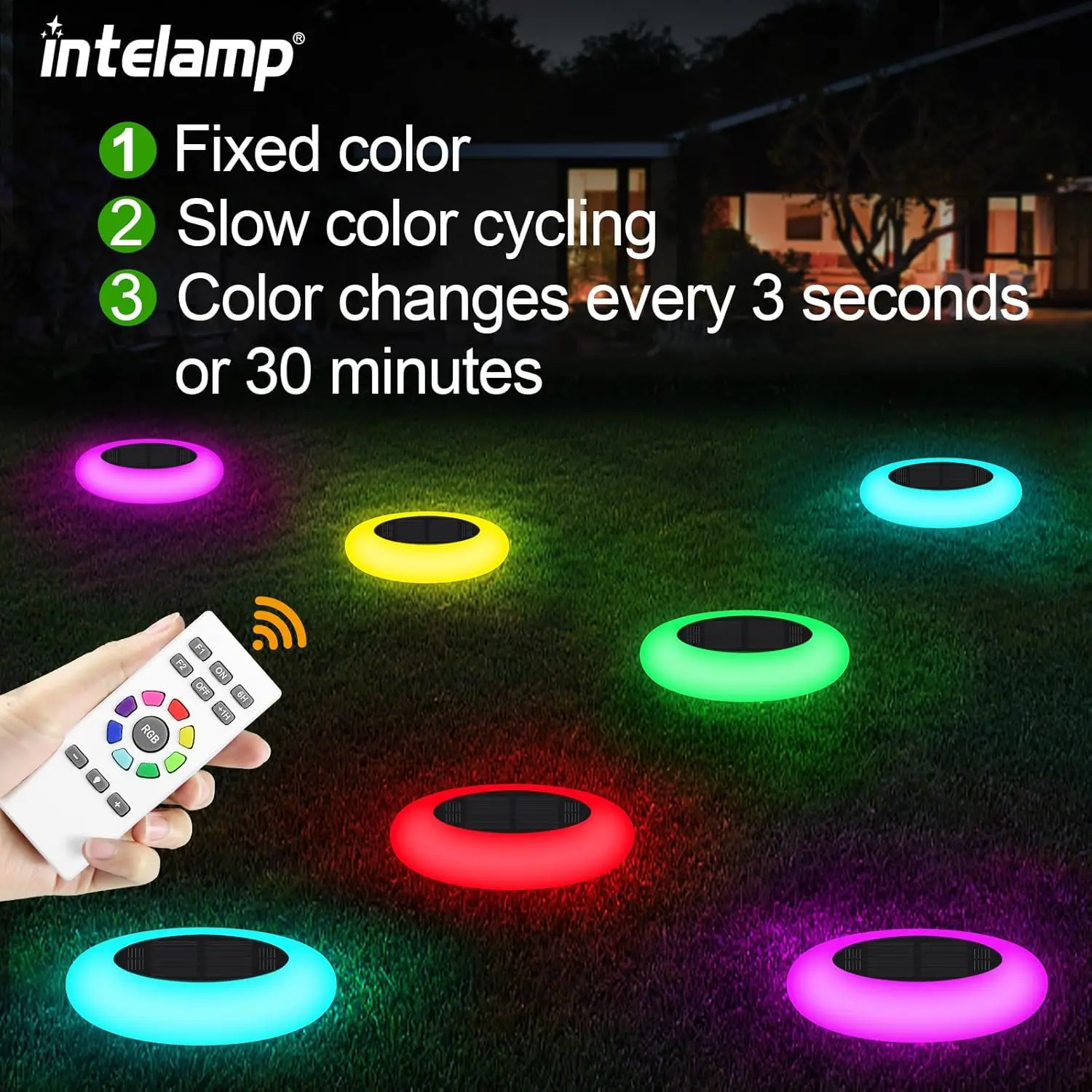 Outdoor Path Fixtures Stone Resin 30cm RGB Spot Light Timing Remote Spring Cool White