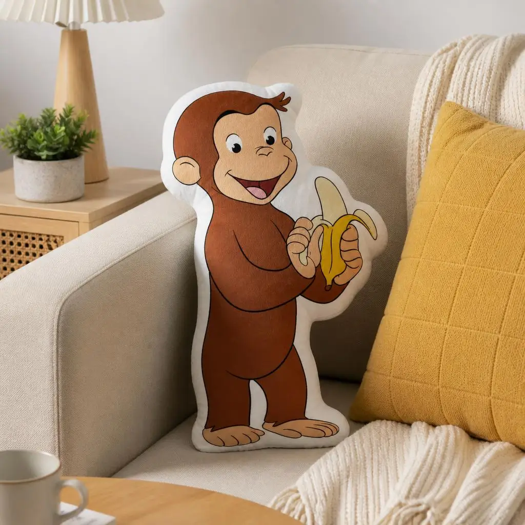 Curious George Monkey Banana Cartoon Classic Plush Pillow Cushion Irregular Stuffed Throw Pillow Home Decor Gift Sofa Bed