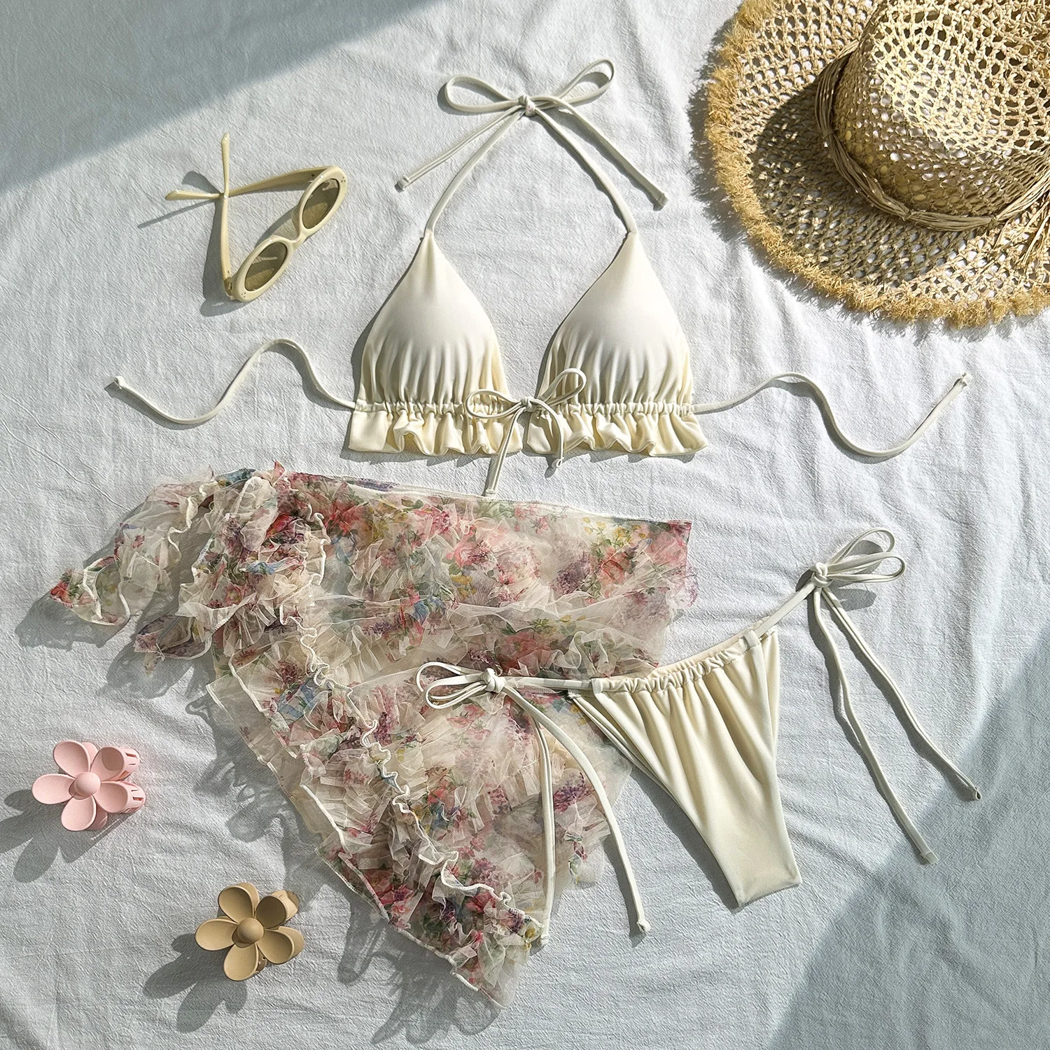 

Sexy Halter Mini Bikini Set 2026 New Bikinis Beaded Bandage Swimsuit Women Swimwear Female Summer Bathing Suit Biquini