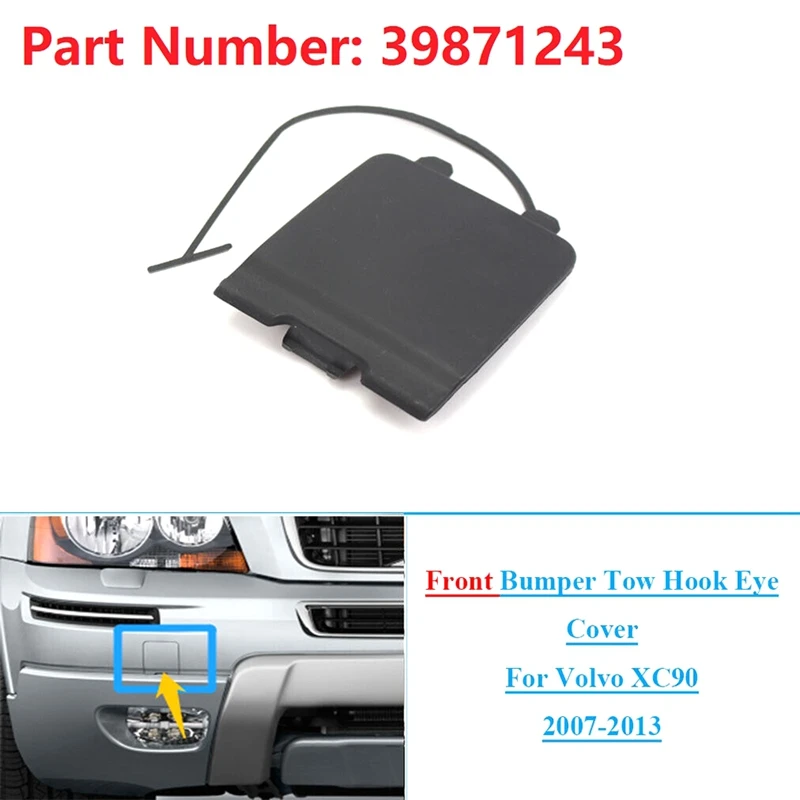 

Front Bumper Tow Hook Eye Cover Cap Replacement Accessories For Volvo XC90 2007-2013