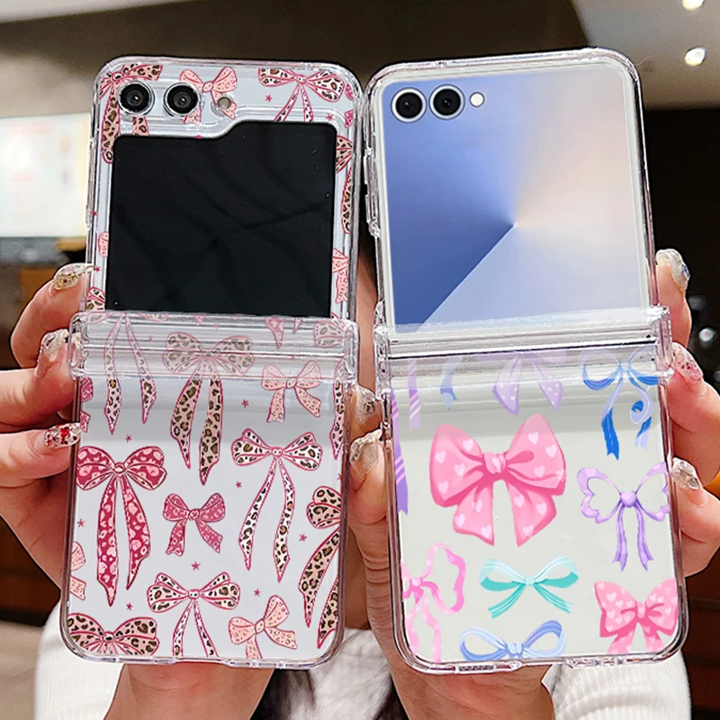 Bunte Schleifenmuster-Handyhülle für Samsung Galaxy Z Flip 7 FE 6 5 4 3 5G Faltbare Harte PC-Klarhülle für Samsung Z Flip6