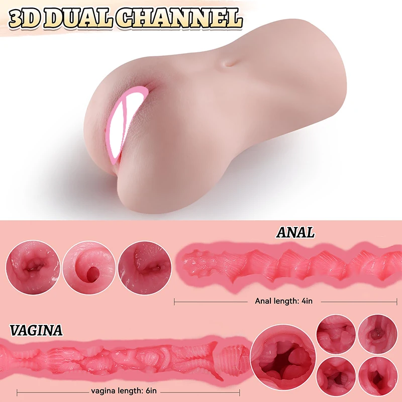جهاز استمناء للرجال من السيليكون ، مهبل اصطناعي ، قنوات مزدوجة ، مهبل اصطناعي ، تمرين القضيب ، مهبل جيب ، ألعاب جنسية