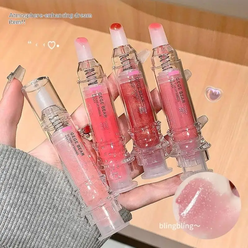 1Pz Gege Bear Lip Essence Gloss Autunno Inverno Siero Labbra Idratante Finitura a Specchio Sottile Brillantezza Illuminante Cura Idratante