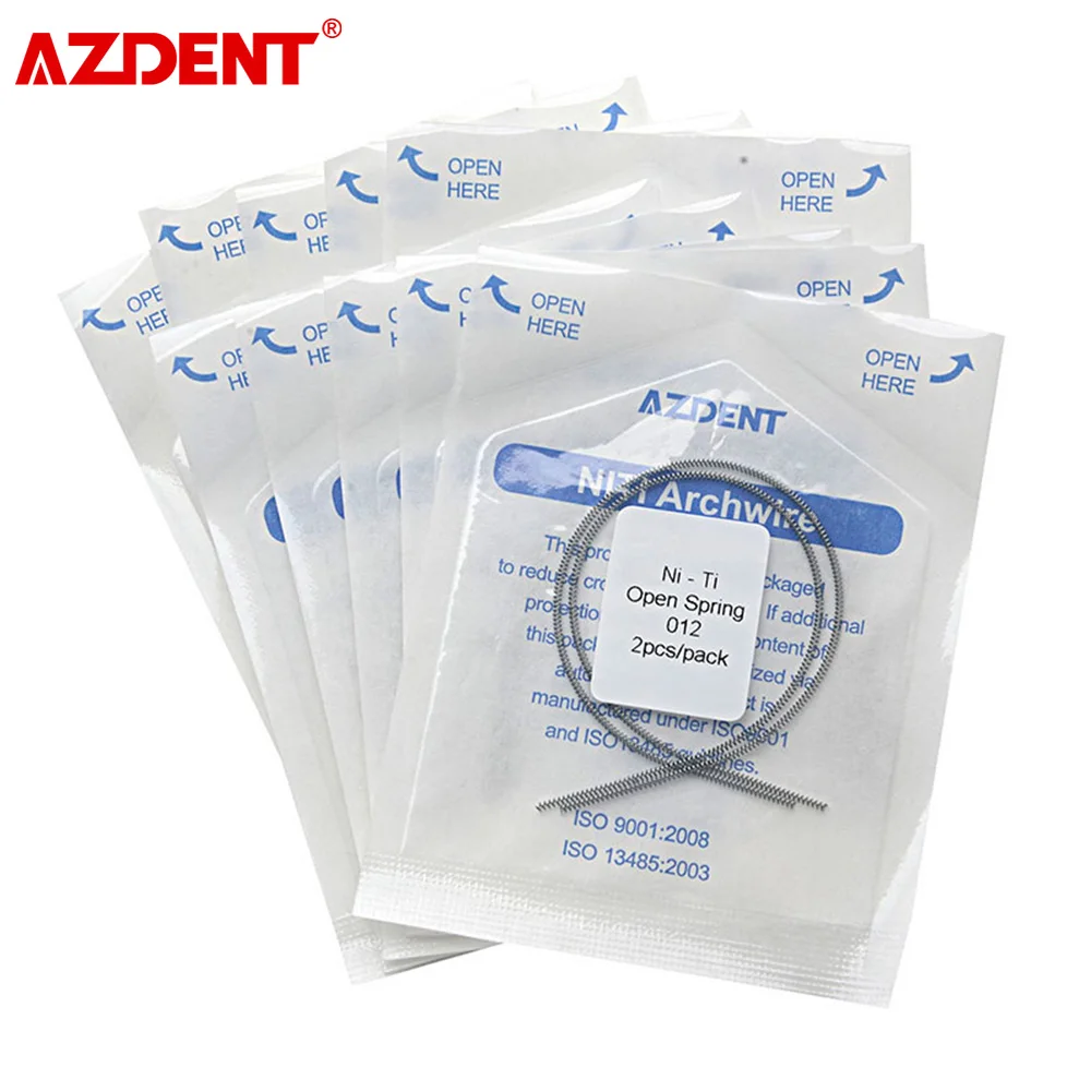 

10 Packs AZDENT Dental Orthodontic Niti Open Spring Elastic Coil Spring 0.010/0.012*180mm 2pcs per Pack