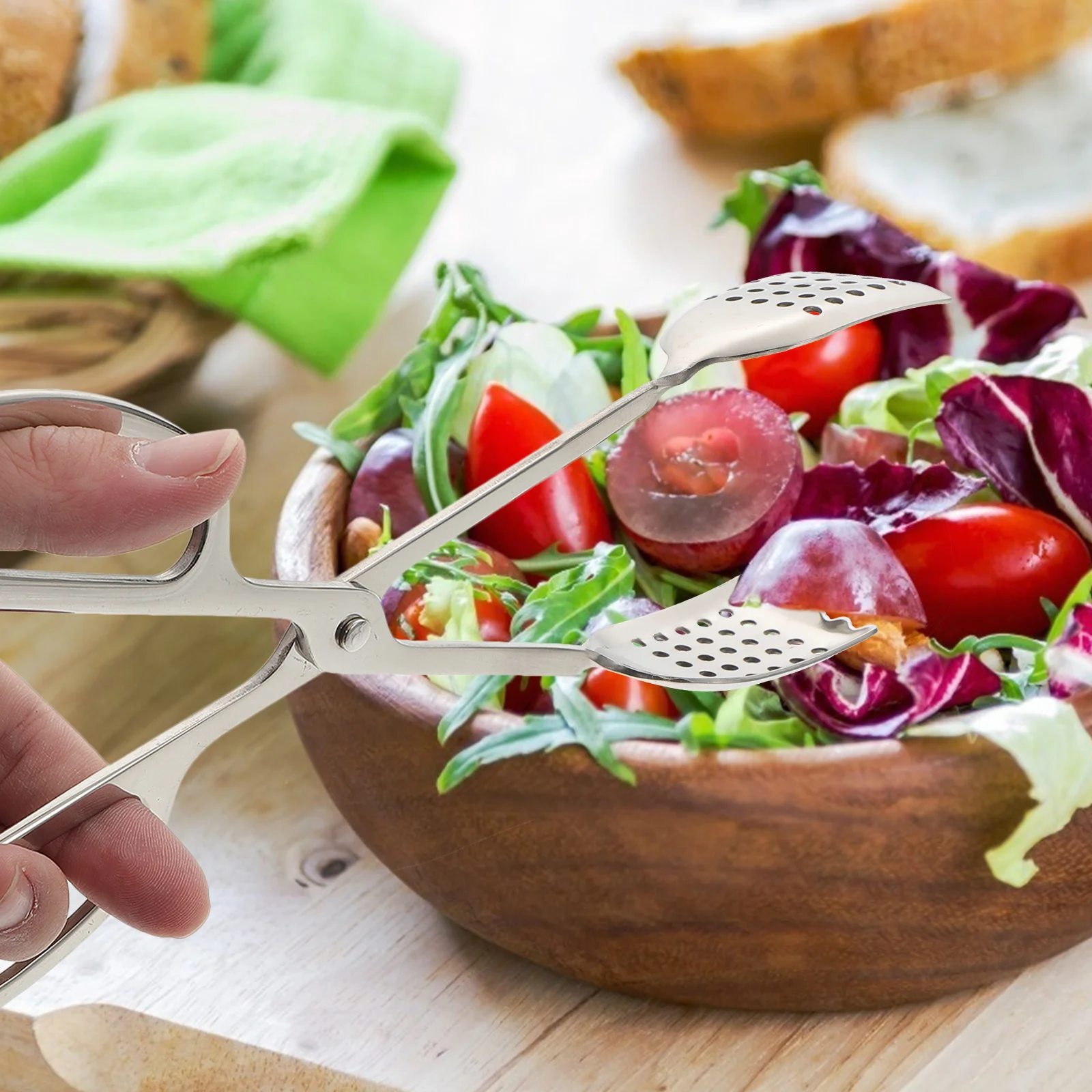 

Stainless Steel Bread Clamp Long Handle Hollow Design Food Tong Baking Clip Portable Kitchen Household Serving Tong