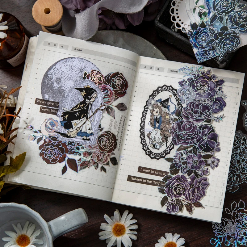 20 sztuk/paczka naklejki laserowe kwiaty estetyczne Scrapbooking samoprzylepne naklejka do zrobienia w domu kreatywność pamiętnik Album papeteria