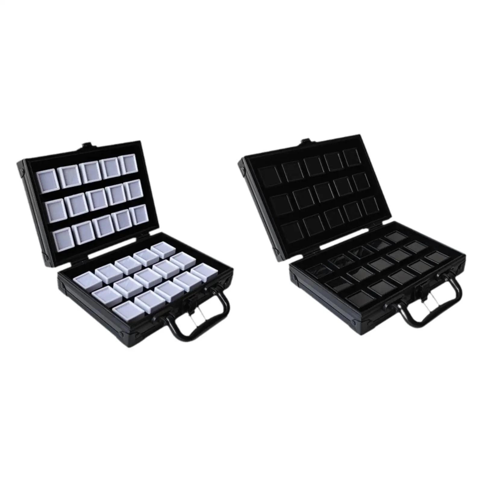 

Multi Slot Jewelry Storage Organizer with 30pcs Gemstone Boxes Portable Display Case for Collectors and Jewelry Protection