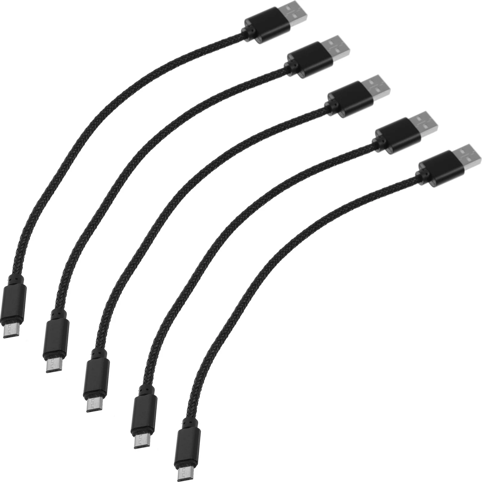 

5 pcs 20Cm Micro Usb Cable Nylon Braided Fast Charging Data Sync Cord For Phones Tablets S7 X 950 Xl Black
