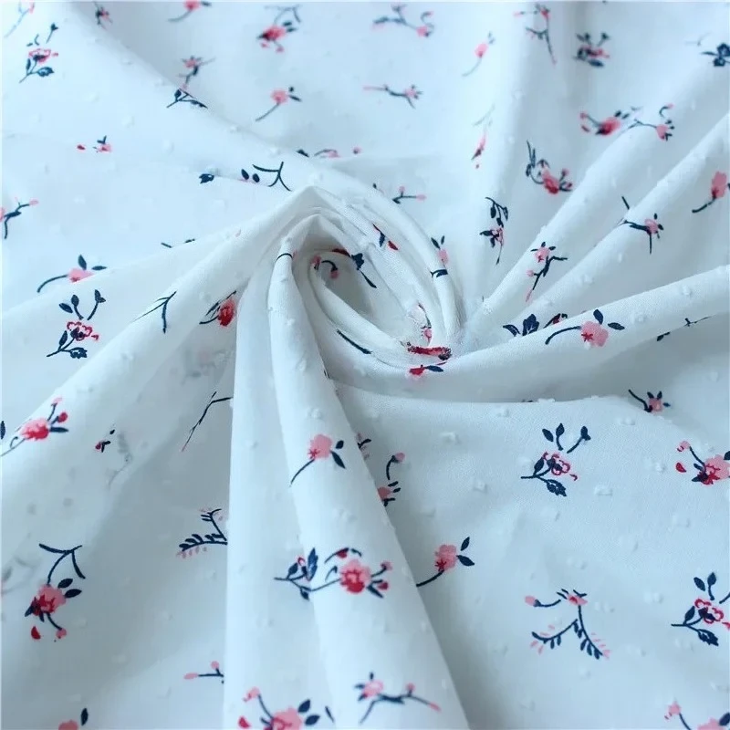 

140x50cm New Small Floral Cotton Dot Cut Sewing Fabric Making Children's Clothing Women's Shirt Skirt Cloth
