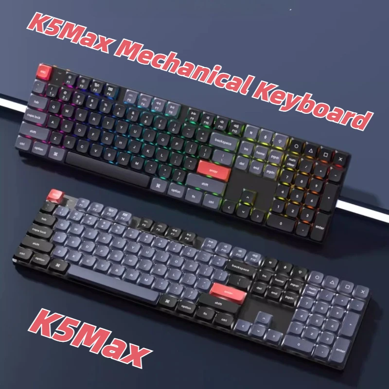 

Беспроводная Bluetooth-механическая клавиатура K5Max, ось гнома, изготовленная на заказ RGB-подсветка и тонкая деловая офисная игровая клавиатура, аксессуары