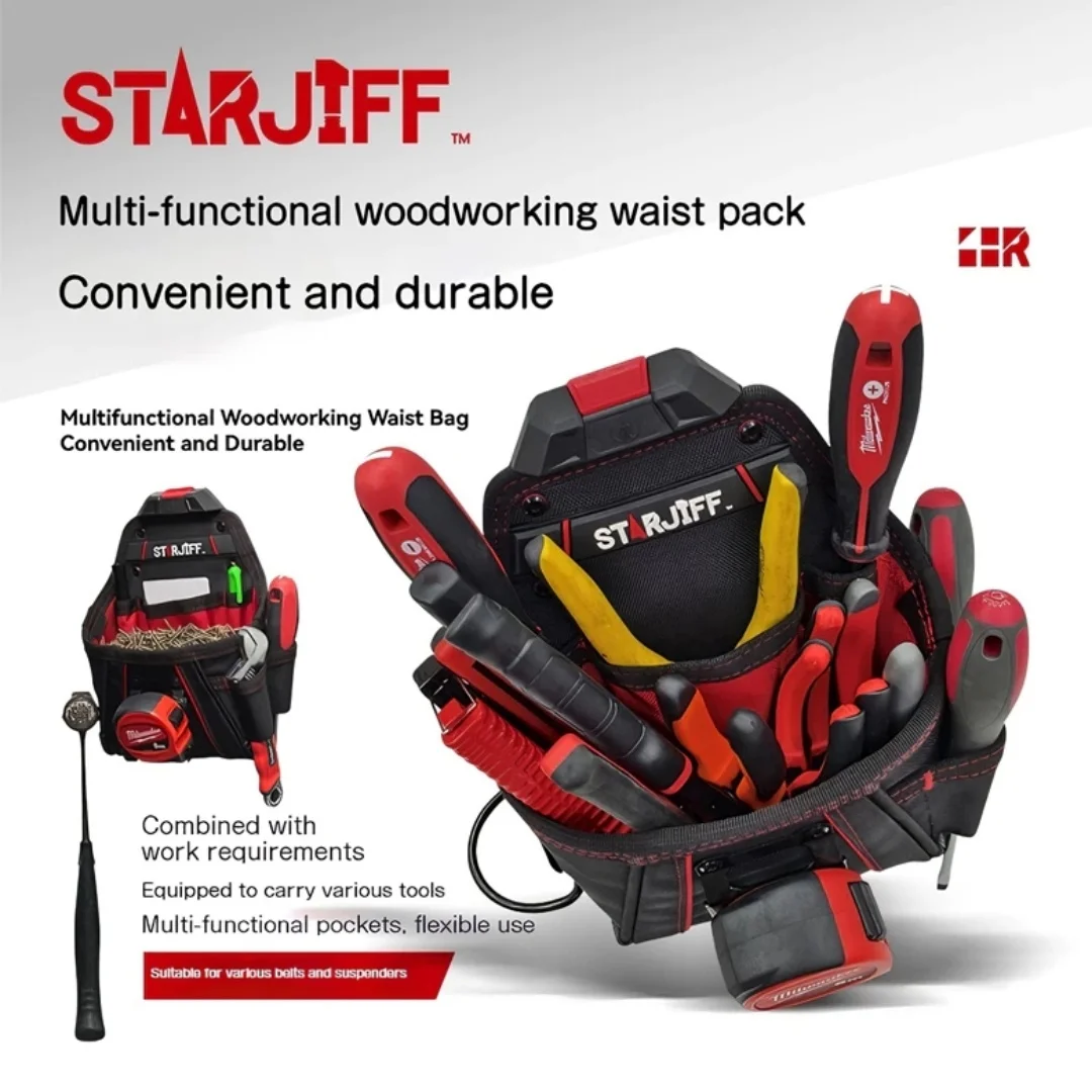 starjiff-hc2530-木工プロフェッショナルツールウエストバッグ-1680d-オックスフォード布クイックハンギング硬質修理バッグ