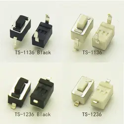 50PCS 3X6mm H=5/4.3mm DIP 2Pin SMT 260GF Micro Switch Black White Push Button Switch Momentary Tact Switch Key Power Button