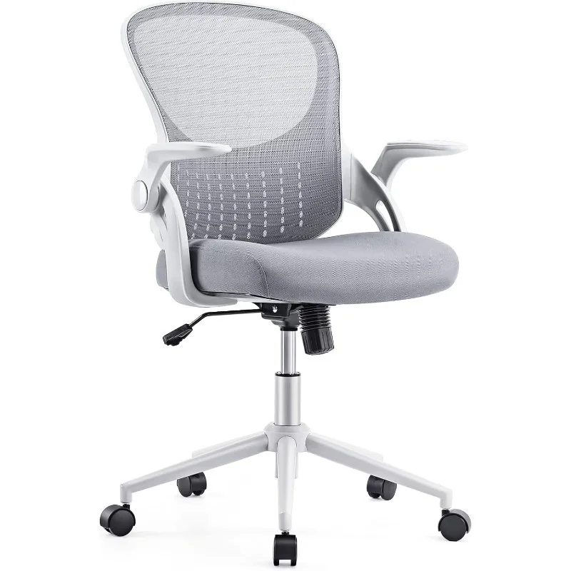 Office Chair - Ergonomic Flip-up Arm Home Office Computer Swivel Desk Chair with Wide Seat, Thickened Seat Cushion,