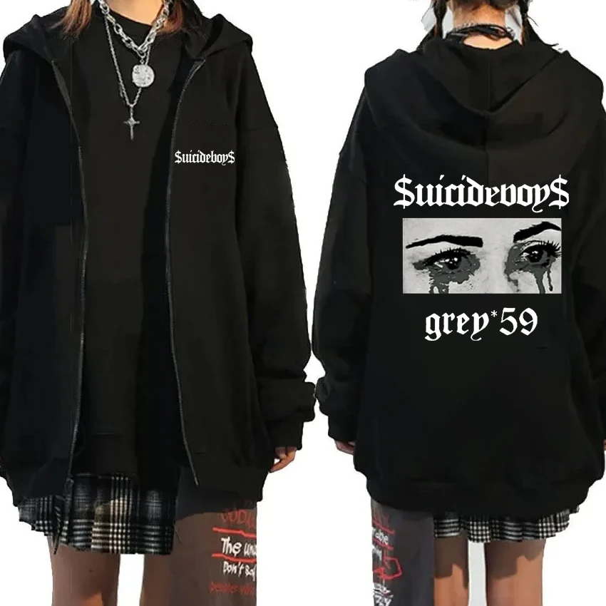 Suicideboys G59 jaket bulu domba uniseks, mantel Hoodie album Hip Hop ritsleting kasual musim gugur musim dingin pria wanita