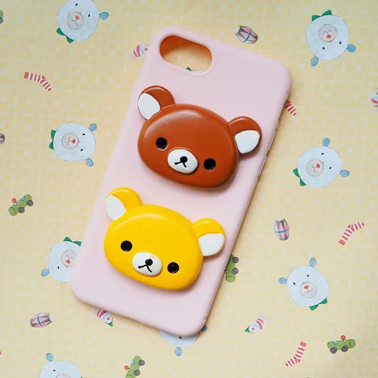 2pcs Resin Lage Cartoon Cute Bear Head Resin Flatback Cabochons DIY Material Cream Mobile Phone Case Material