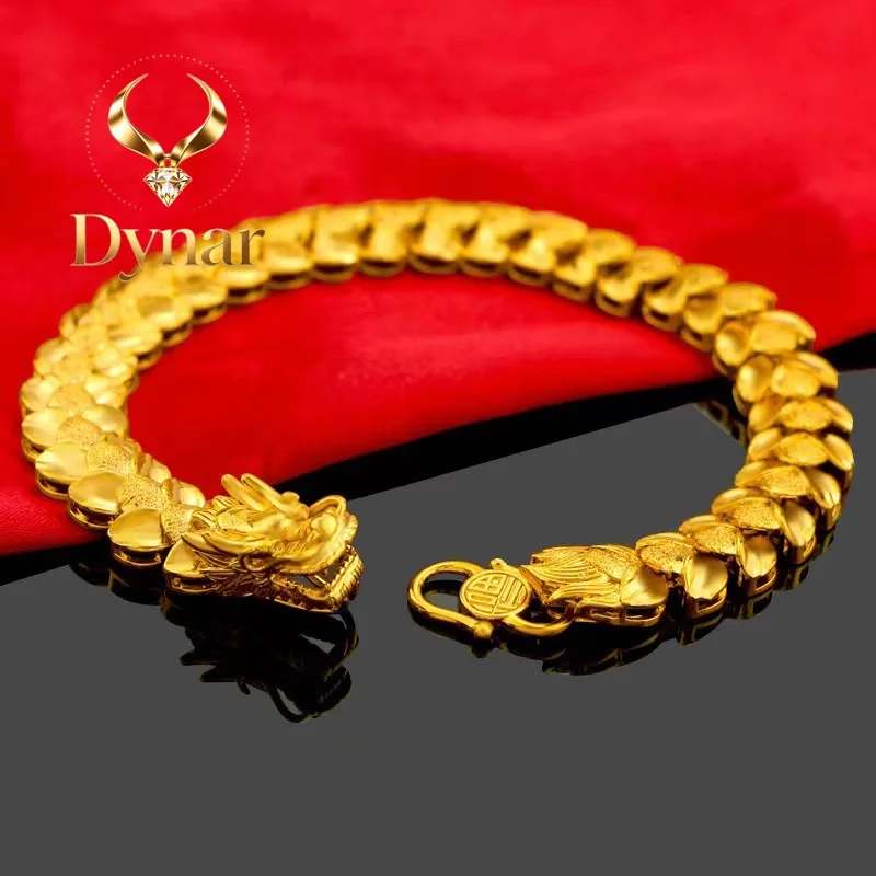 Dynar Jewelry    24K AU999 pure gold men's dragon scale gold bracelet bracelet men's casual fashion high-end gold bracelet jewel