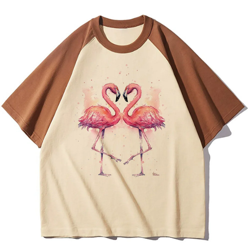 Flamingo t-shirts women designer Y2K youthful t-shirts girl comic manga graphic clothing