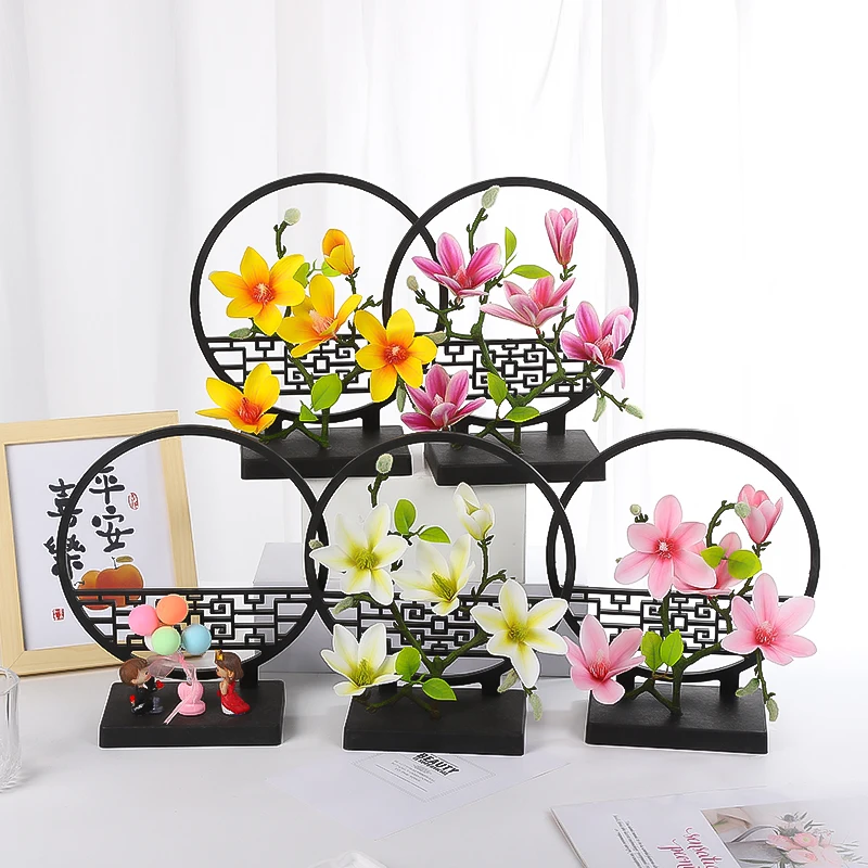 Imitação Tela Magnólia Desktop Artesanato, Decoração do escritório, Sala, Gabinete TV, armário do vinho, Estante Porch, Decoração Home