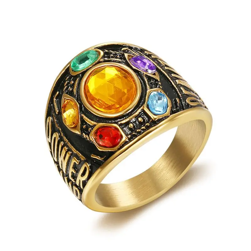 Stainless Steel Thanos Rings Infinity War Thanos Infinity Gauntlet Power Cosplay Prop Ring for Men Jewelry