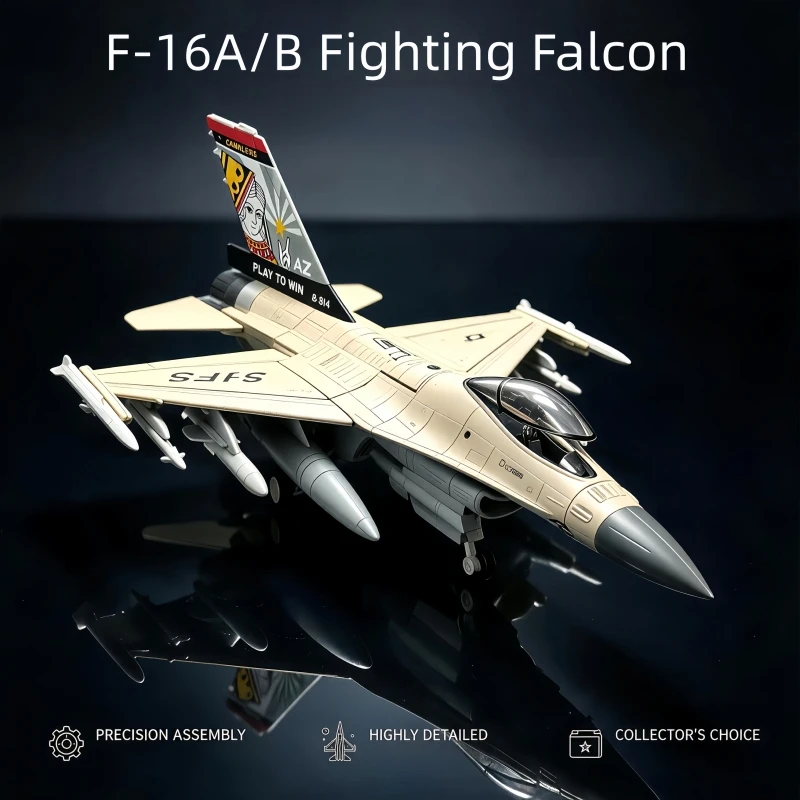 Blocos de Montar Criativos da Série Militar 1/72 F-16 A/B Fighting Falcon, Kit de Brinquedos de Jato DIY para Presentes de Natal