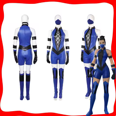 Cosplay Mortal Costume Kombat Kitana Fantasy Roleplay Jumpsuit Mask Gloves Wristband Outfits for Adult Women Halloween Carnival