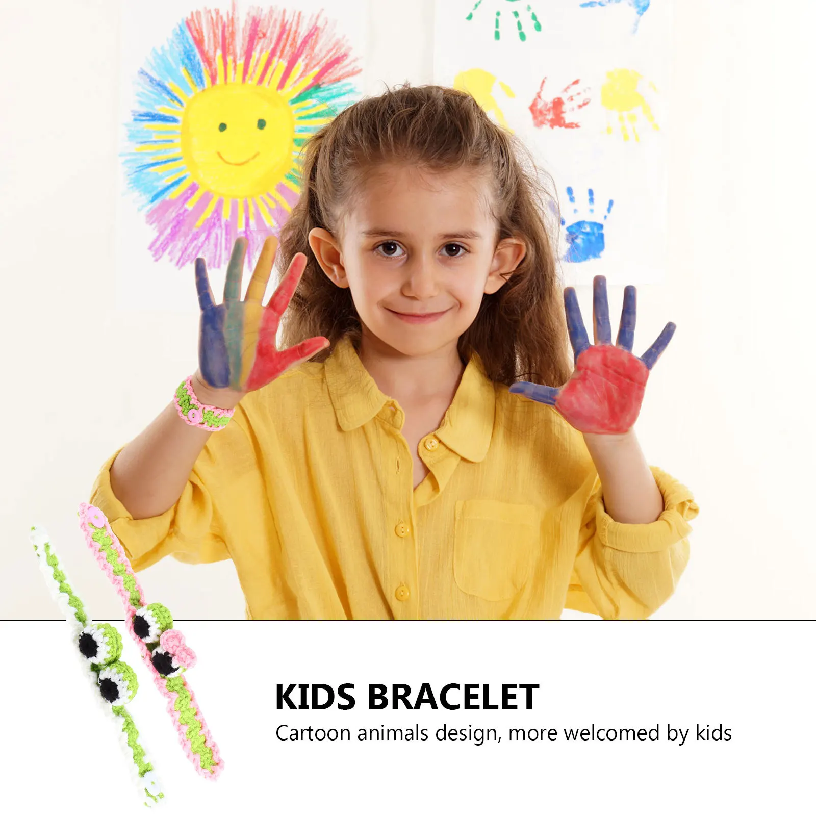 Bracciale in lana da 2 pezzi, design di animali adorabili, regalo per bambini, comodo, durevole, fatto a mano, squisita fattura, braccialetto per bambini