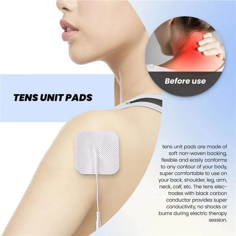 40Pcs TENS Unit Pads, 2X2 Electrodes For EMS Muscle Stimulator Electrotherapy Pads-New