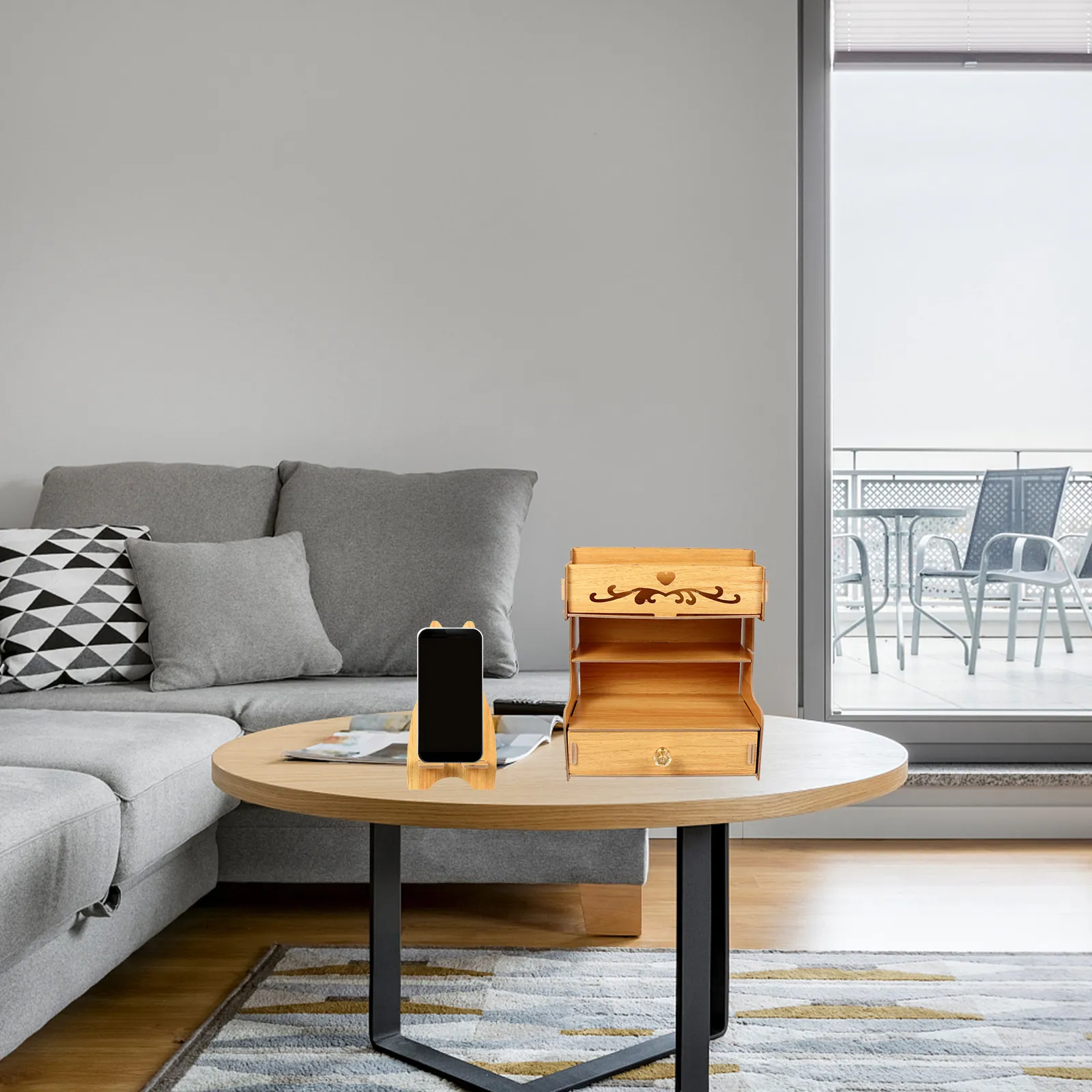 1set-office-desk-storage-rack-wooden-desk-organizer-large-capacity-pencil-holder-desktop-organizer-compartment-stationery-holder