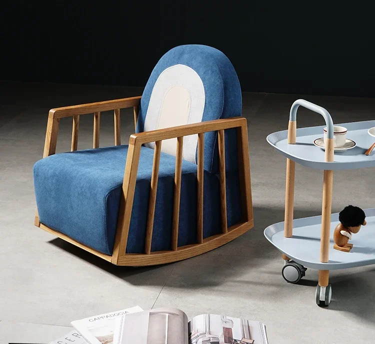 Nordic children's leisure rocking chair home living room baby solid wood sofa chair simple modern bedroom back chair