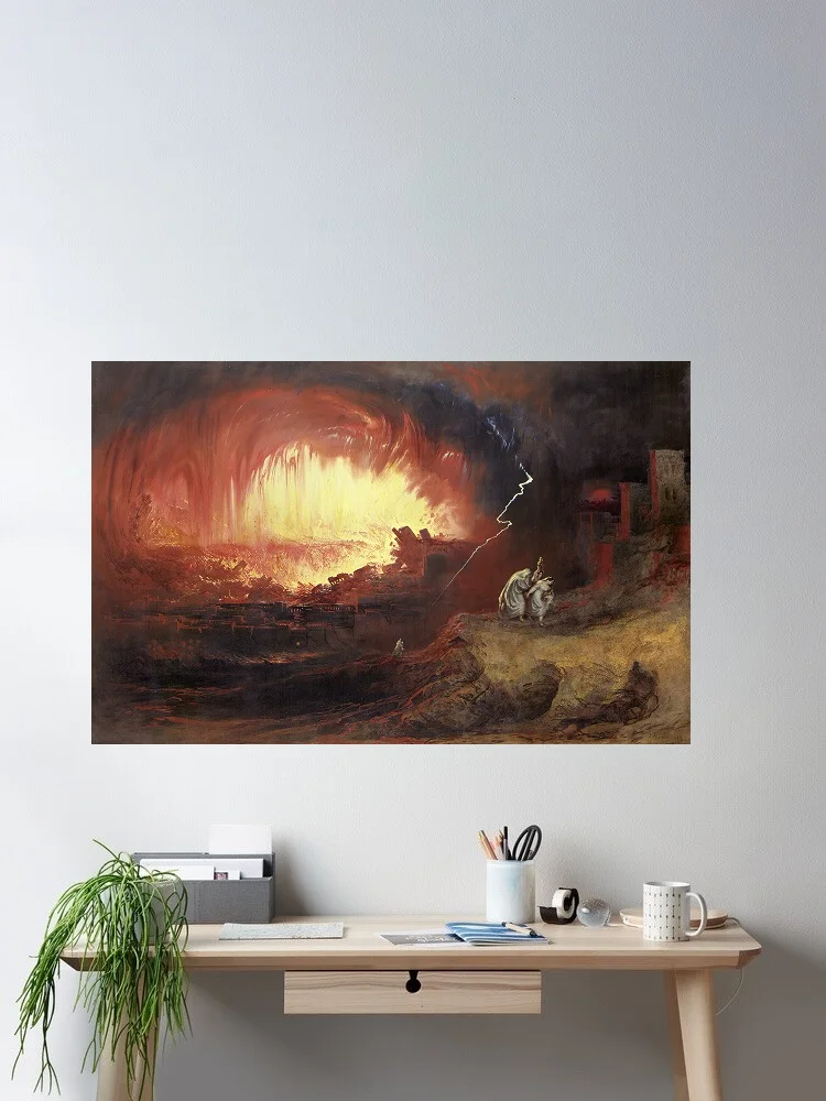 

Destruction of Sodom and Gomorrah John Martin 1841 Painting, Art Print Canvas Poster, Living Room Decor, Home Wall Picture