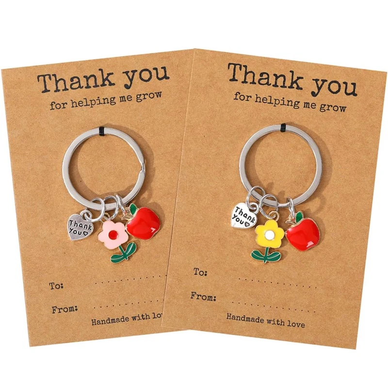 شكرًا لك على مساعدتي مجموعة سلسلة مفاتيح مكونة من 1/2/4 قطعة سلسلة مفاتيح تقدير المعلم هدايا عيد المعلم هدية الكريسماس