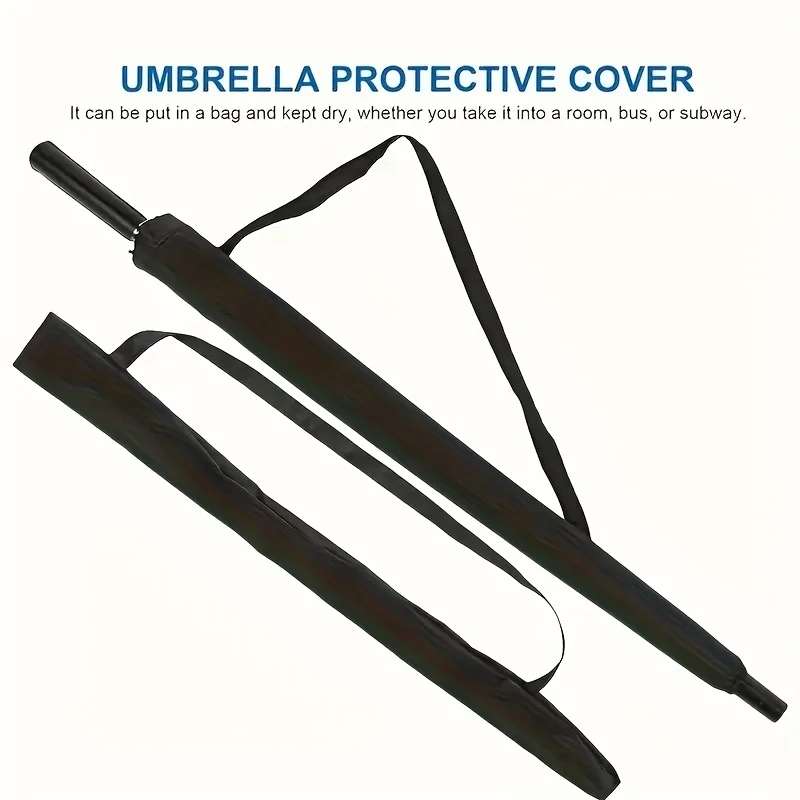 

2pc Long-Handle Umbrella Storage Bag Black Waterproof Portable Cross-Body Umbrella Bag With Long Strap Business Umbrella Cover
